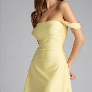 Off-Shoulder Yellow Women's Dress